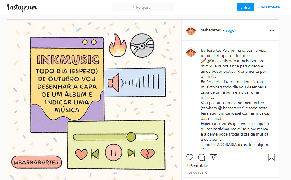 Inkmusic sugerido por Barbara no Instagram. Confira mais trabalhos da artista no Instagram @barbarartes